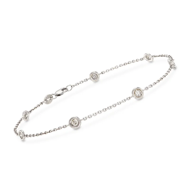 beaded bangles for women -beaded bangles for women -Ross-Simons Diamond Bracelet in 14kt White Gold