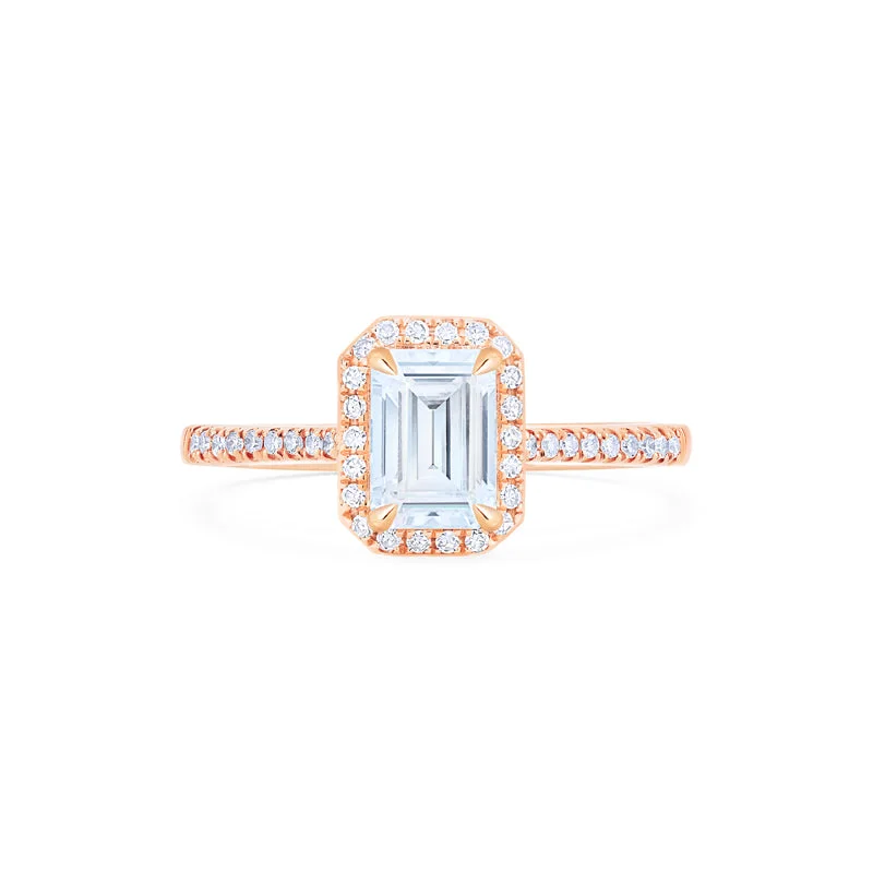 custom gold engagement rings -custom gold engagement rings -[Kimberly] Halo Diamond Emerald Cut Engagement Ring in Diamond / Moissanite