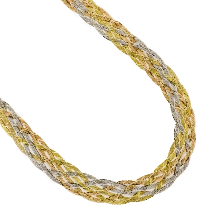 pendant necklaces for women -pendant necklaces for women -18" Braided Fashion Chain in 14K Three Tone Gold