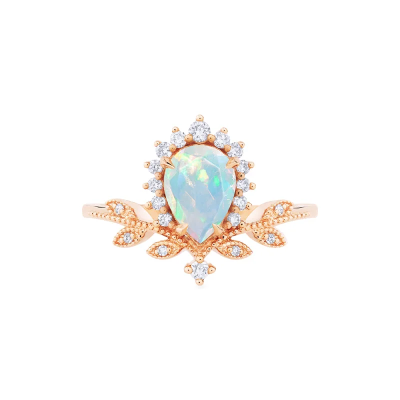 affordable engagement rings -affordable engagement rings -[Isadora] Vintage Woodland Queen Pear Engagement Ring in Australian Opal