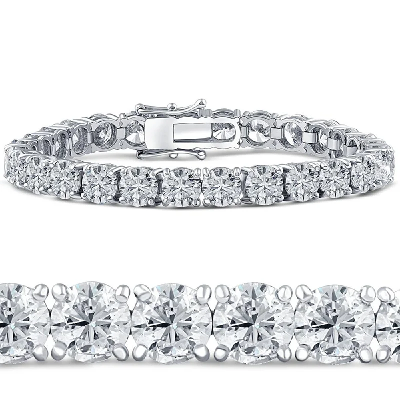 women’s adjustable cuff bracelets -women’s adjustable cuff bracelets -26.94Ct TW Round Diamond 7" Tennis Bracelet 14k White Gold Lab Grown (GH/S2-I1)