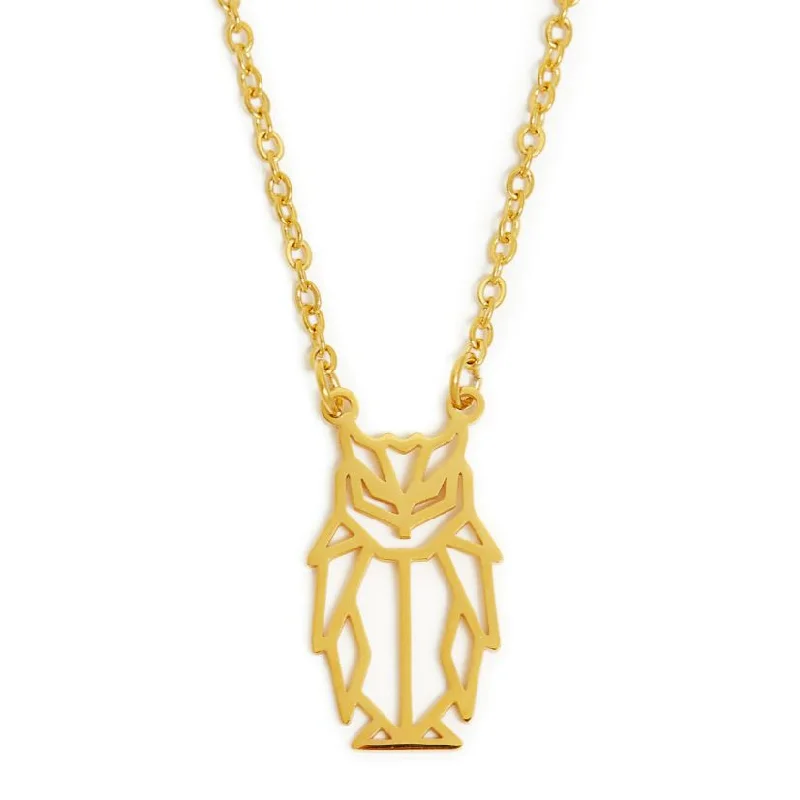 trendy gold necklaces for women -trendy gold necklaces for women -Annie Oak Owl Geometric Necklace