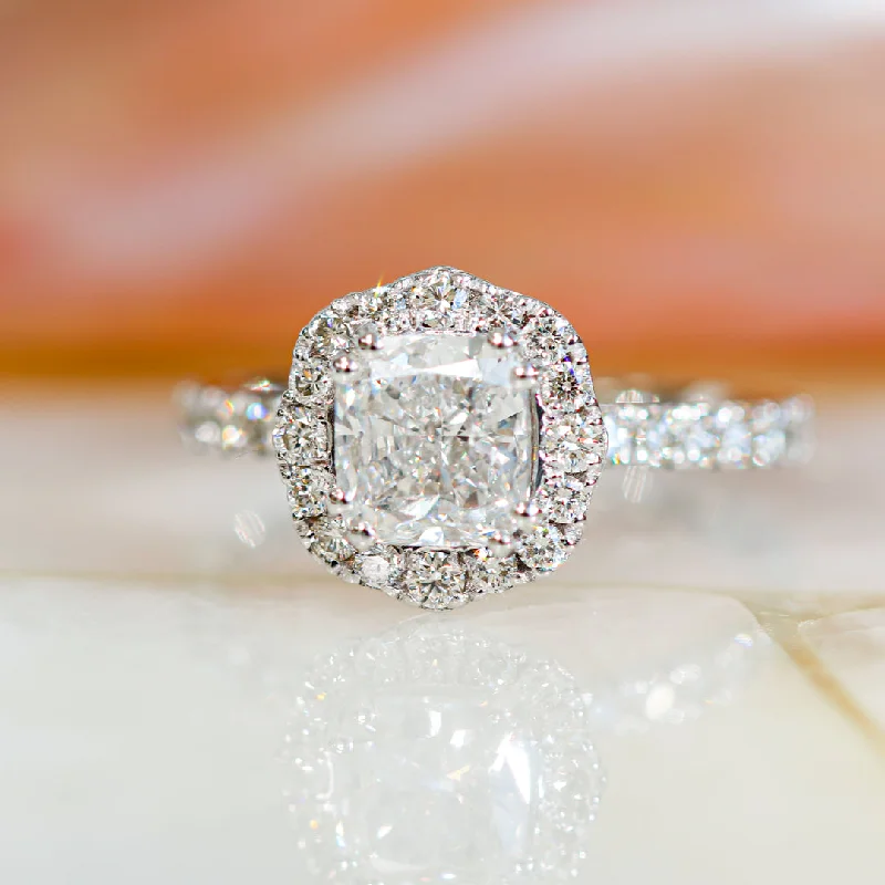 diamond wedding rings -diamond wedding rings -Sol  Vintage Natural Cushion Cut Diamond Engagement Ring