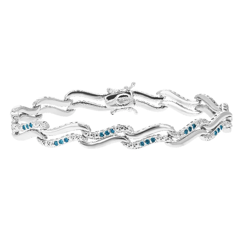 trendy bangle bracelets -trendy bangle bracelets -1/2 cttw Blue Diamond Tennis Bracelet .925 Sterling Silver With Rhodium Infinity