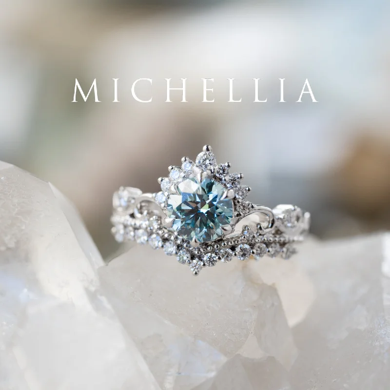 radiant cut engagement rings -radiant cut engagement rings -[Theia] IGI Certified Sky Blue Diamond Heirloom Crown Engagement Ring, 18K White Gold - One of A Kind & Ready-to-Ship