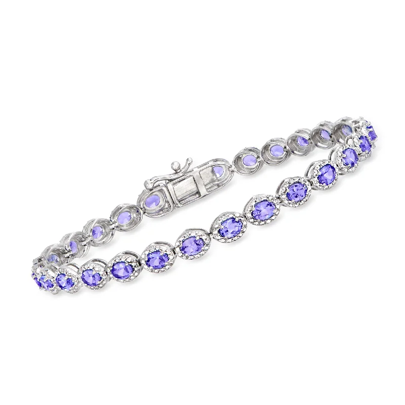 hand-crafted bangles -hand-crafted bangles -Ross-Simons Tanzanite and . Diamond Tennis Bracelet in Sterling Silver