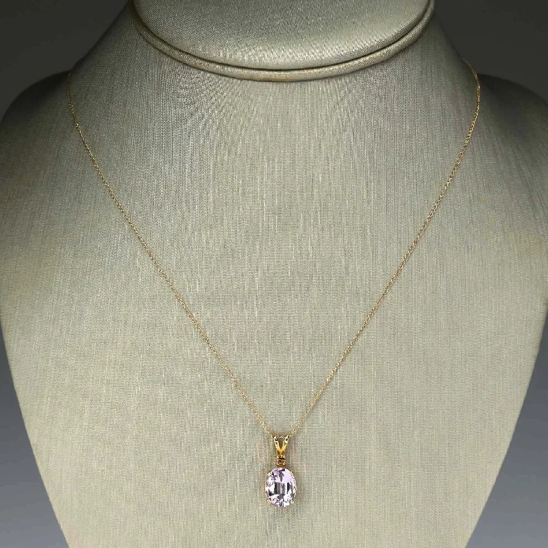 custom necklaces for women -custom necklaces for women -Morganite with Diamond Accent Gemstone Pendant 18" Necklace in 14K Yellow Gold