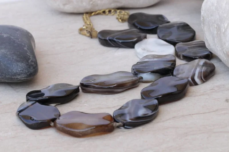 men’s and women’s matching necklaces -men’s and women’s matching necklaces -BROWN AGATE NECKLACE