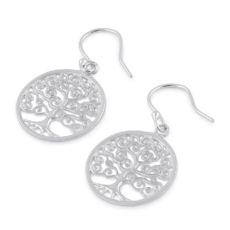 timeless earrings for women -timeless earrings for women -Sterling Silver Dangling Swirl Tree of Life Earrings