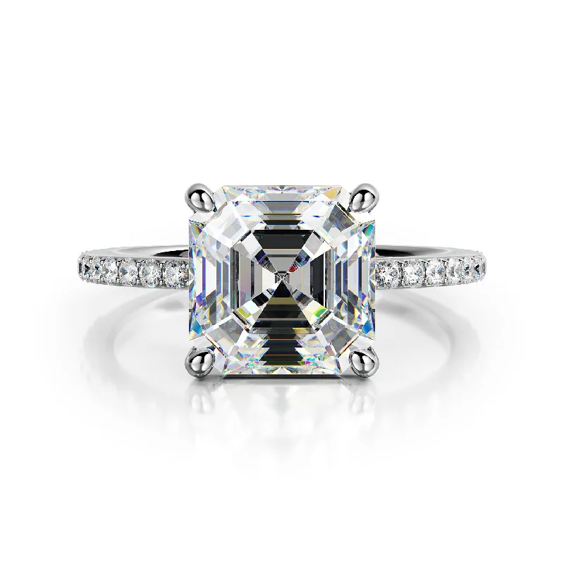 custom-made engagement rings for women -custom-made engagement rings for women -Gleaming Accent Diamonds Natural Asscher  Diamond Engagement Ring