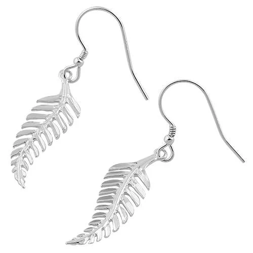 custom hoop earrings for women -custom hoop earrings for women -Sterling Silver Leaf Dangle Hook Earrings