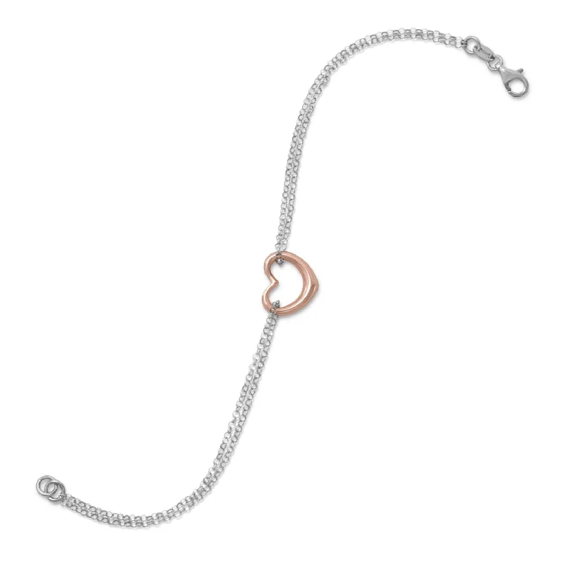 pearl bracelets for women -pearl bracelets for women -18k Rose Gold Plated & Sterling Silver Heart Bracelet