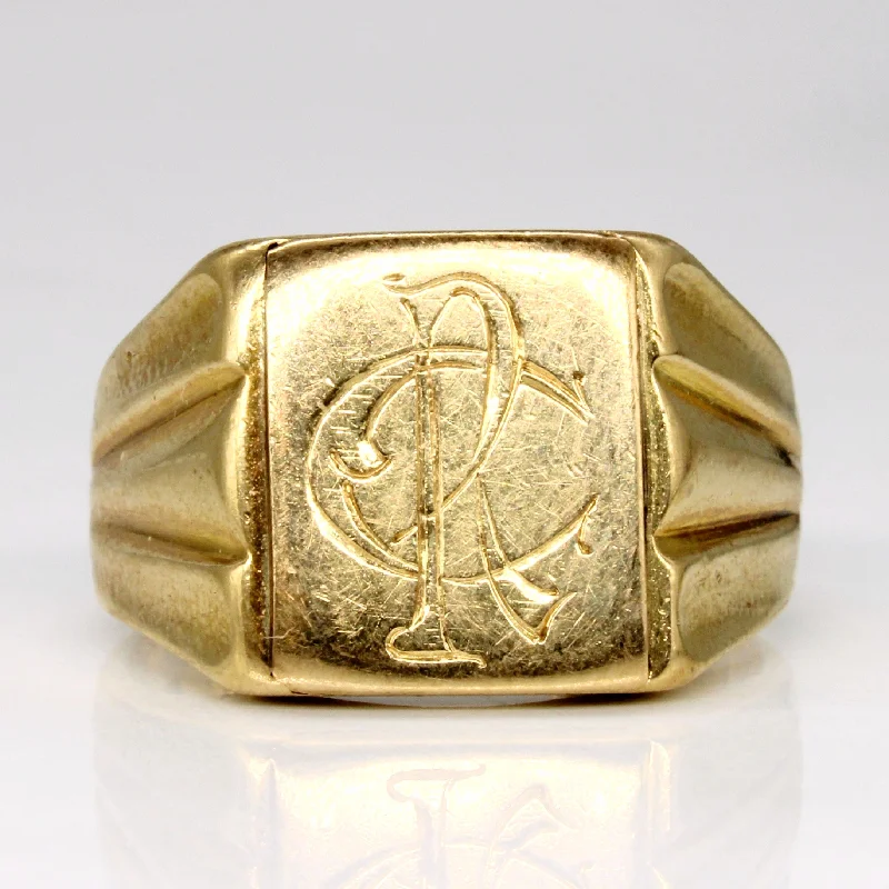 women’s engagement rings -women’s engagement rings -15k Yellow Gold 'RC' Initial Ring | SZ 9 |