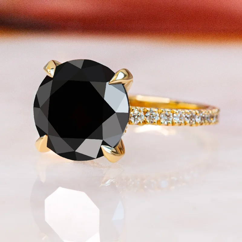 classic princess cut engagement rings -classic princess cut engagement rings -Gravastar- 5.14 Carats Natural Black Diamond Round Engagement Ring