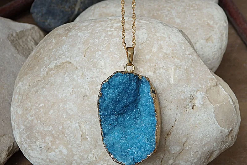 gold necklaces for women -gold necklaces for women -Druzy necklace