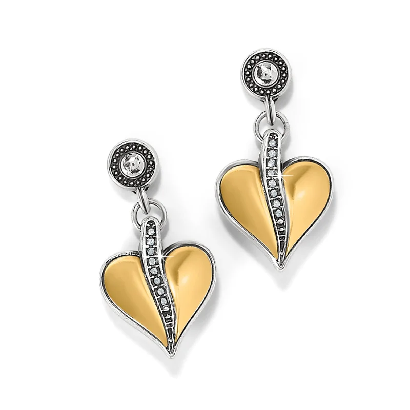 bridal earrings for women -bridal earrings for women -Precious Heart Two Tone Post Drop Earrings - JA0019