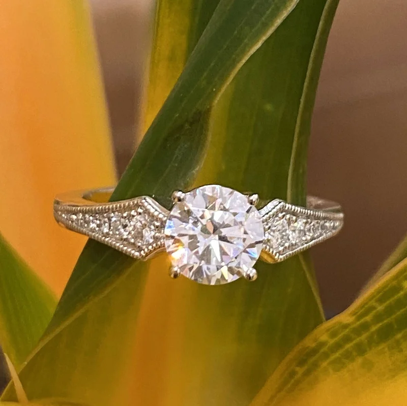 custom-designed engagement rings -custom-designed engagement rings -"Grace" Deco Milgrain Engagement Ring