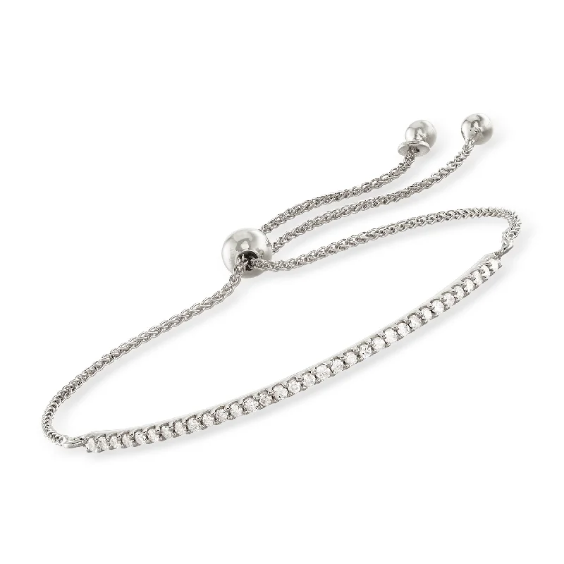 elegant silver cuff bracelets -elegant silver cuff bracelets -Ross-Simons Diamond Curved Bar Bolo Bracelet in Sterling Silver