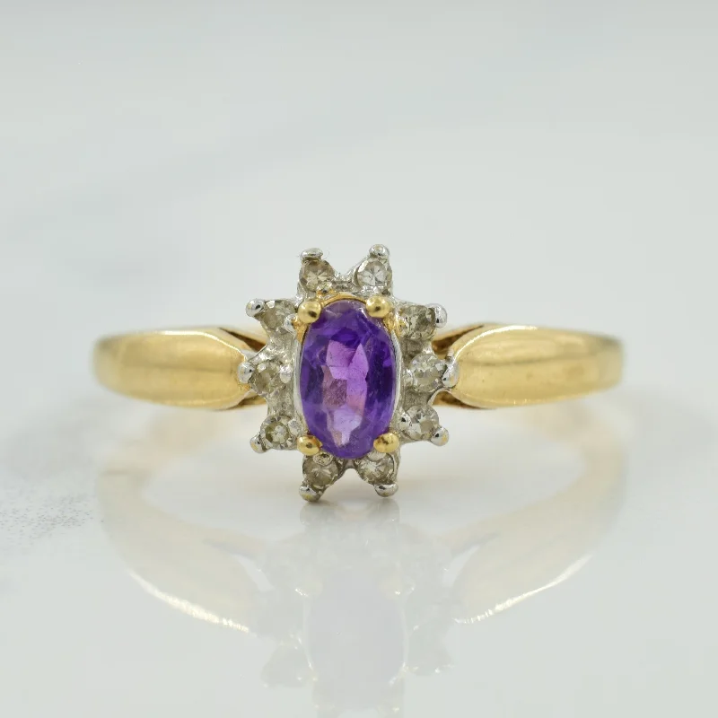 elegant rings for women -elegant rings for women -Amethyst & Diamond Ring | 0.16ct, 0.06ctw | SZ 7 |