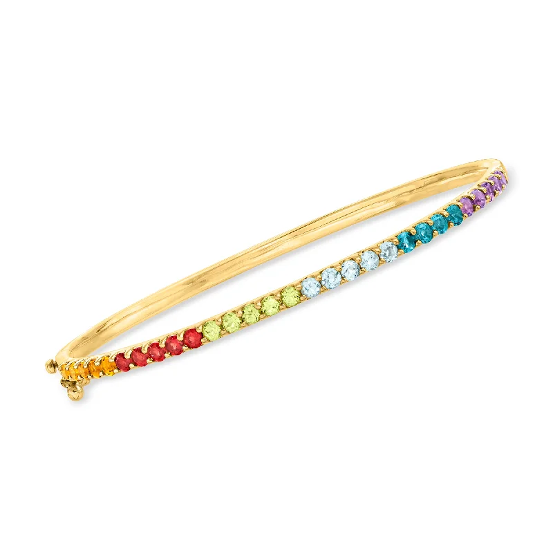 stackable silver bangles -stackable silver bangles -Ross-Simons Multi-Gemstone Bangle Bracelet in 18kt Gold Over Sterling