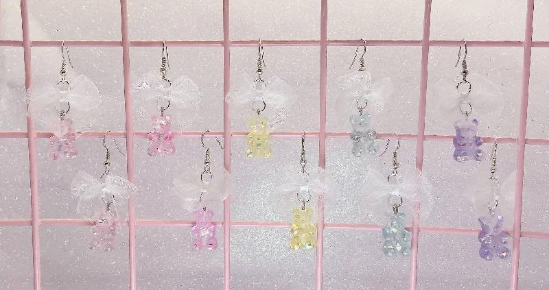 hoop earrings for evening wear -hoop earrings for evening wear -Sparkly Gummi Bear Earrings (5 Colors)