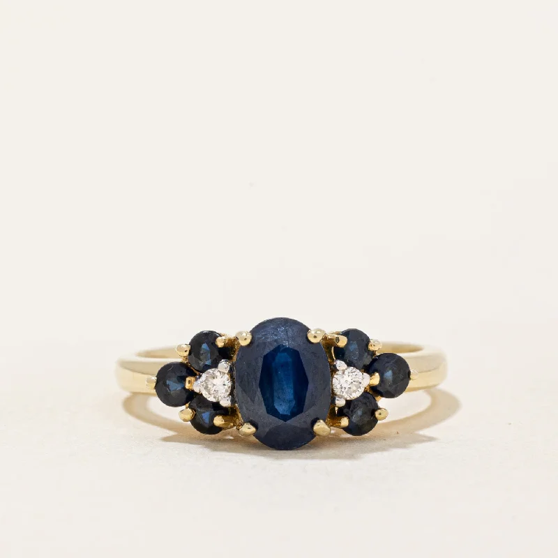 chunky rings for women -chunky rings for women -Sapphire & Diamond cocktail Ring | 1.36ctw, 0.05ctw | SZ 6 |