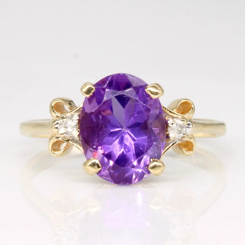 fashion statement rings -fashion statement rings -Amethyst & Diamond Cocktail Ring | 1.80ct, 0.03ctw | SZ 5.5 |