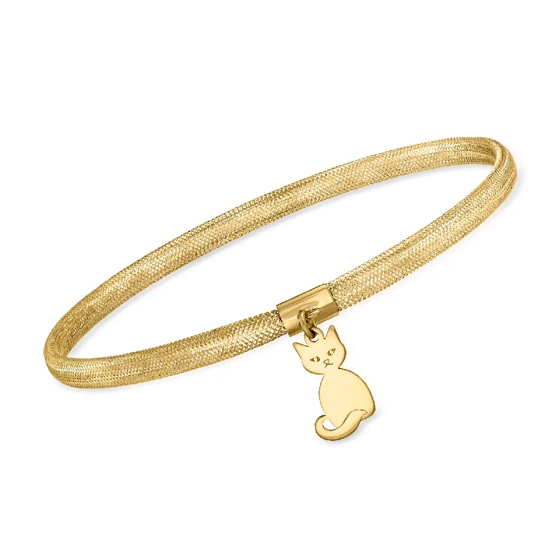 elegant gold bangles for women -elegant gold bangles for women -Ross-Simons Italian 14kt Yellow Gold Mesh Cat Charm Bracelet