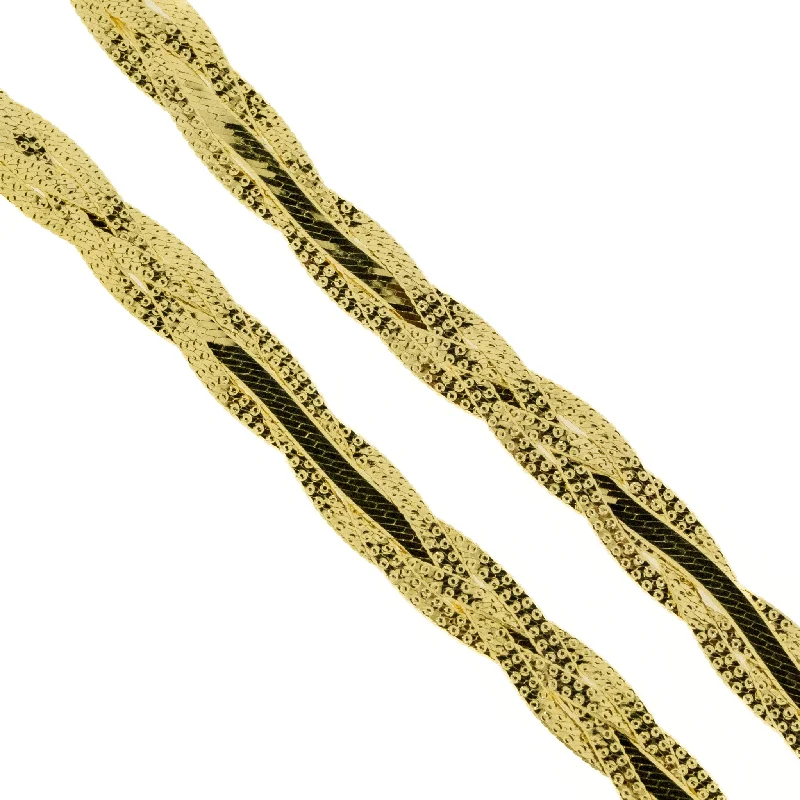 large statement necklaces for women -large statement necklaces for women -7mm Wide Braided Herringbone 20" Chain in 14K Yellow Gold