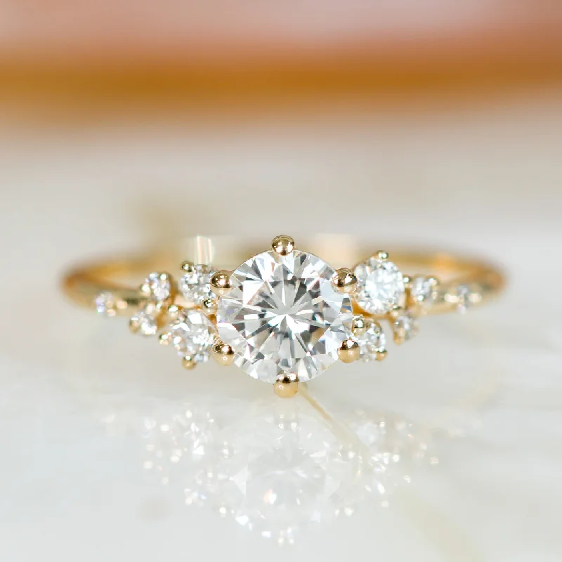 radiant-cut diamond engagement rings -radiant-cut diamond engagement rings -Beaming Light Delicate Natural Round  Diamond Engagement Ring