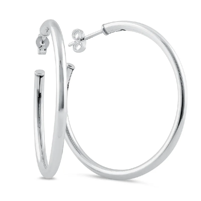 luxury drop earrings -luxury drop earrings -Sterling Silver 2.5mm x 45.0mm Hoop Earrings