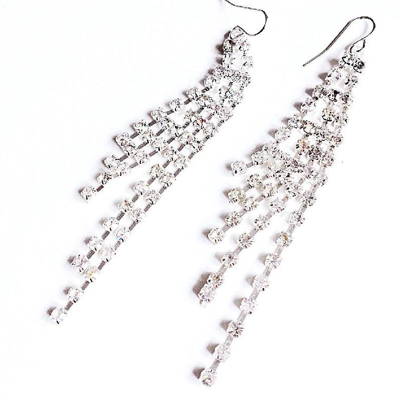 long earrings for women -long earrings for women -DIAMANTÉ LONG HOOKS EARRINGS