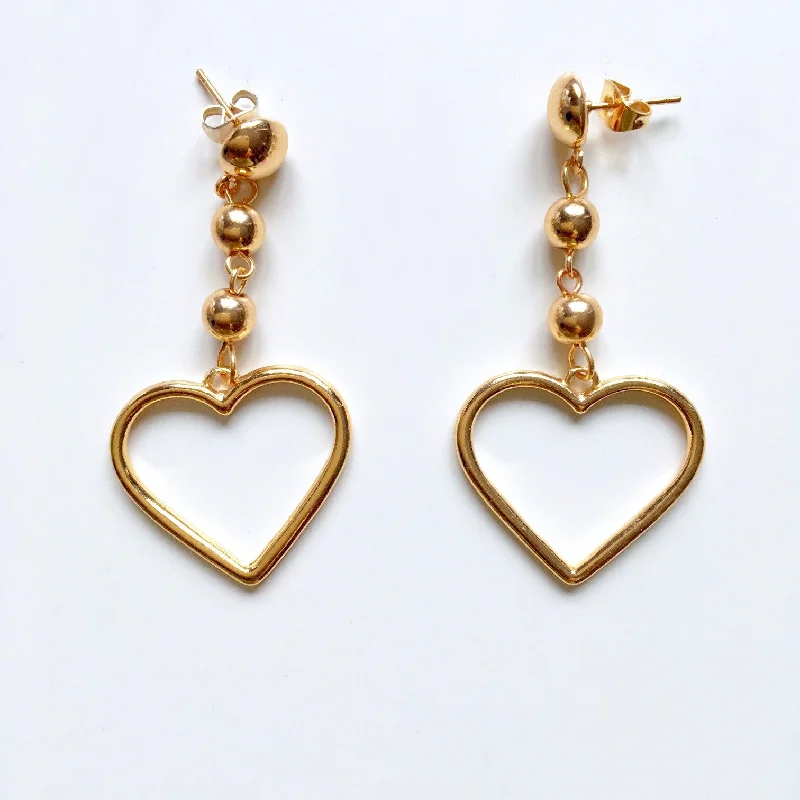 classic pearl earrings for women -classic pearl earrings for women -CHAIN BEAD HEART EARRINGS