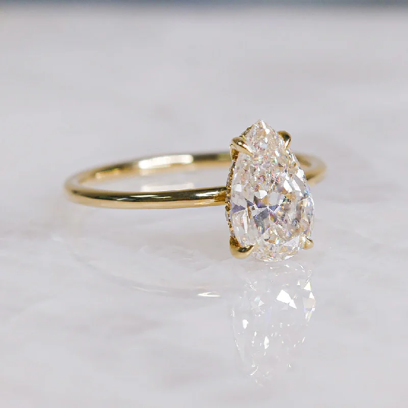 vintage style engagement rings -vintage style engagement rings -Airglow  Hidden Halo Natural Pear  Diamond Engagement Ring