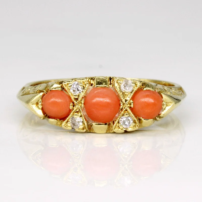 alternative wedding rings for women -alternative wedding rings for women -1982 London Coral & Diamond Ring | 0.60ctw, 0.04ctw | SZ 7.25 |