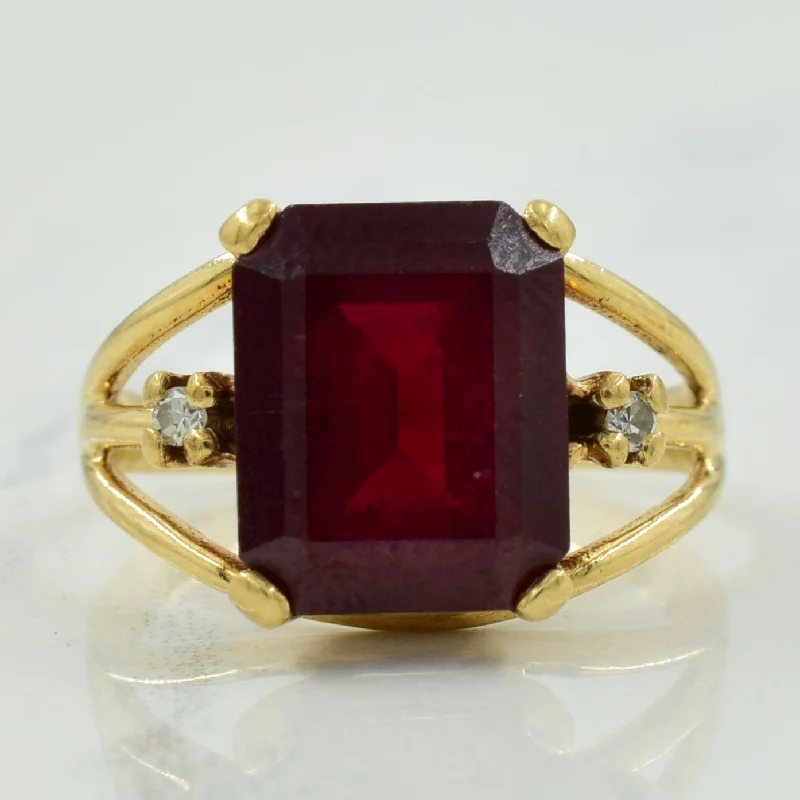 custom gold rings -custom gold rings -Synthetic Ruby & Diamond Ring | 4.00ct, 0.02ctw | SZ 3.75 |