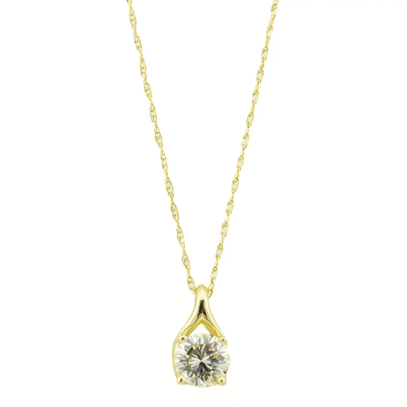 statement necklaces for women -statement necklaces for women -0.53ct Round Diamond Solitaire Pendant on 19" Chain Necklace in 14K Yellow Gold