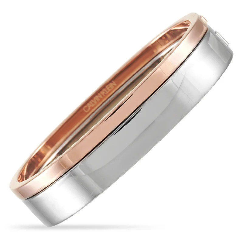 elegant gold bangles for women -elegant gold bangles for women -Calvin Klein Hook Stainless Steel Rose Gold PVD Closed Bangle Bracelet Set