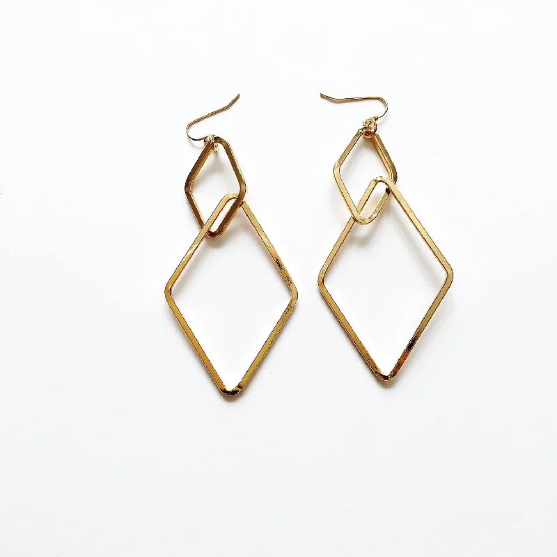 chic earrings for women -chic earrings for women -DOUBLE RHOMBUS EARRINGS