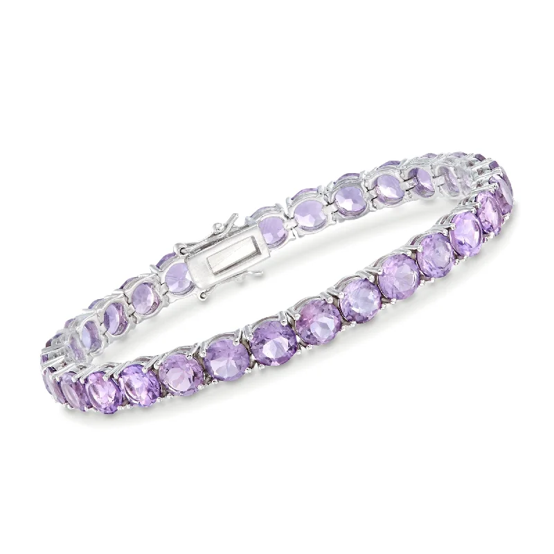 stackable silver bangles -stackable silver bangles -Ross-Simons Amethyst Tennis Bracelet in Sterling Silver