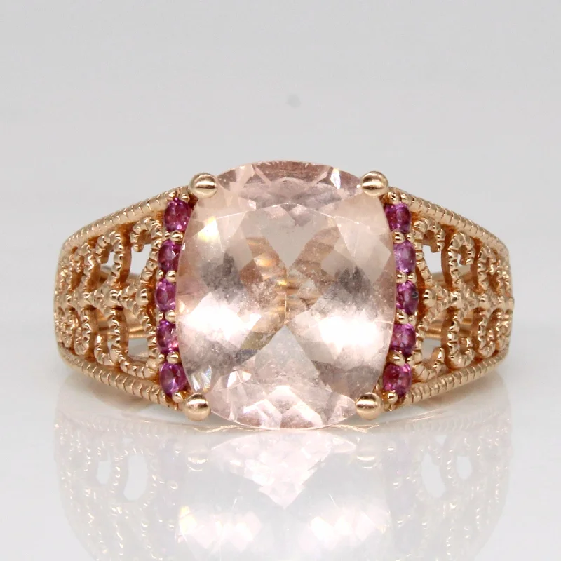 women’s silver engagement rings -women’s silver engagement rings -Morganite & Pink Tourmaline Cocktail Ring | 2.40ct, 0.07ctw | SZ 6 |