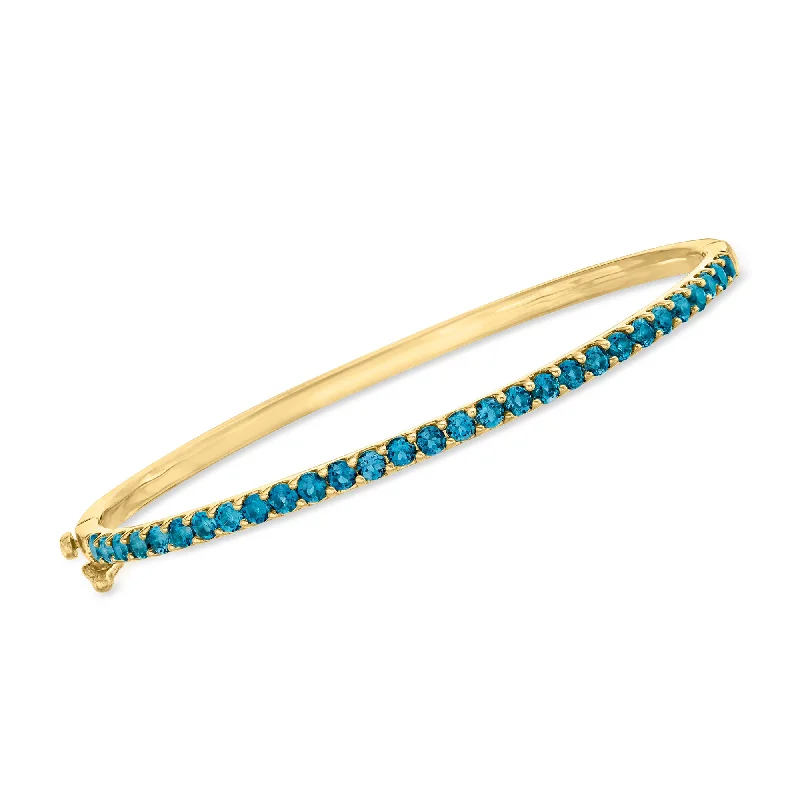 leather bangles for women -leather bangles for women -Ross-Simons London Blue Topaz Bangle Bracelet in 18kt Gold Over Sterling