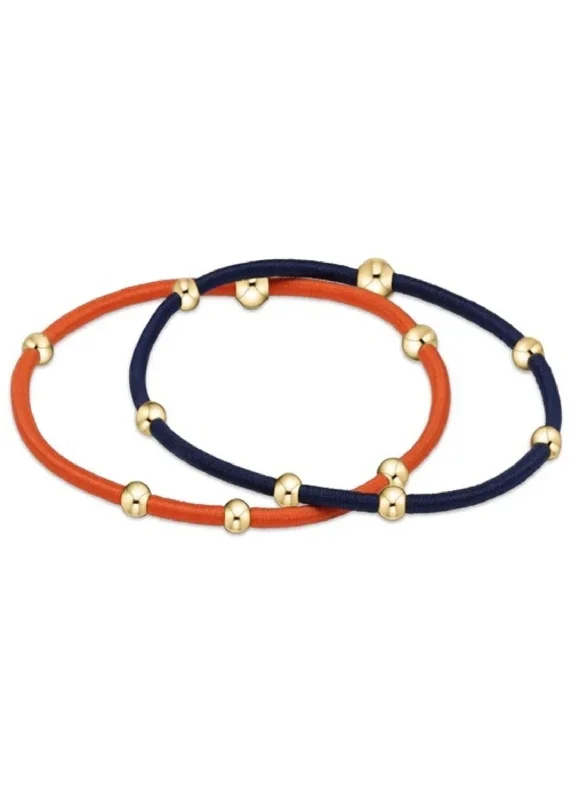 stackable silver bangles -stackable silver bangles -Enewton - essentials Gameday Hair Bracelet - Bright Orange - Matte Navy