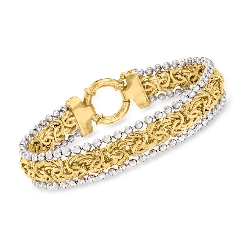 classic bangles for women -classic bangles for women -Ross-Simons Byzantine Beaded Bracelet in Sterling Silver and 18kt Yellow Gold Over Sterling