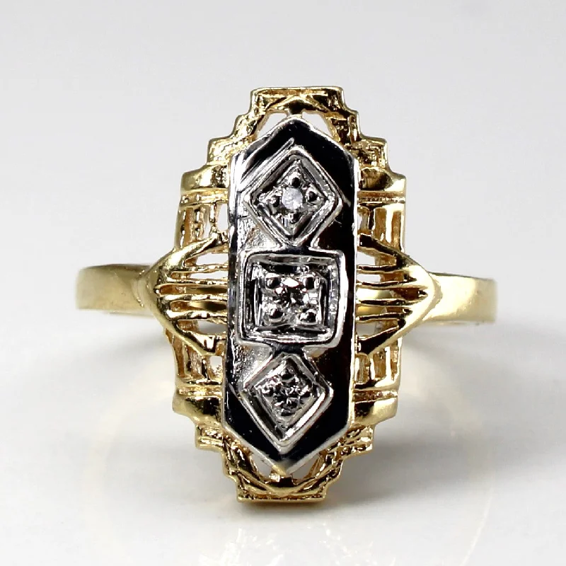 unique rings for women -unique rings for women -Filigree Two Tone Gold Diamond Ring | 0.03ctw | SZ 6 |