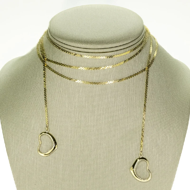 elegant gold necklaces for women -elegant gold necklaces for women -50" Hearts Pendants with S-Link Gold Fashion Chain Necklace in 14K Yellow Gold 18G