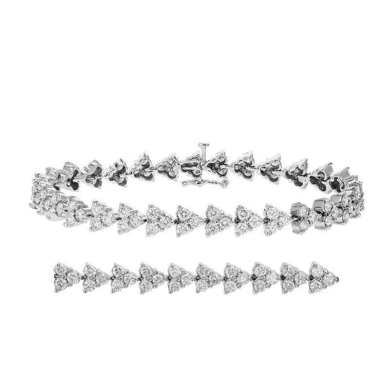 women’s bracelet sets -women’s bracelet sets -5 cttw Diamond 3 Stone Cluster Bracelet 14K White Gold Round Prong Set 7 Inch