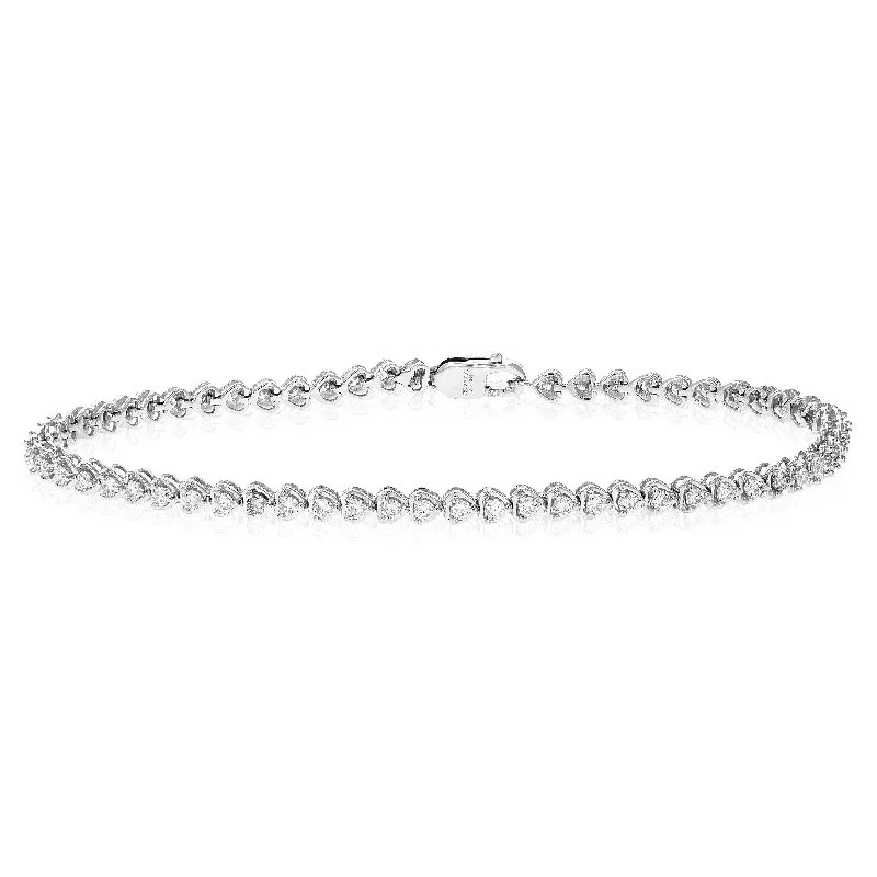 multi-layered bangles for women -multi-layered bangles for women -1 cttw 62 Stones Round Diamond Bracelet 14K White Gold Prong Set 7 Inch