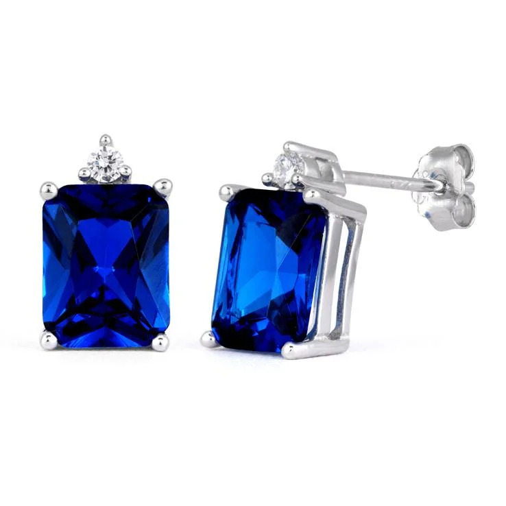 women’s birthstone earrings -women’s birthstone earrings -Sterling Silver Blue CZ Earrings