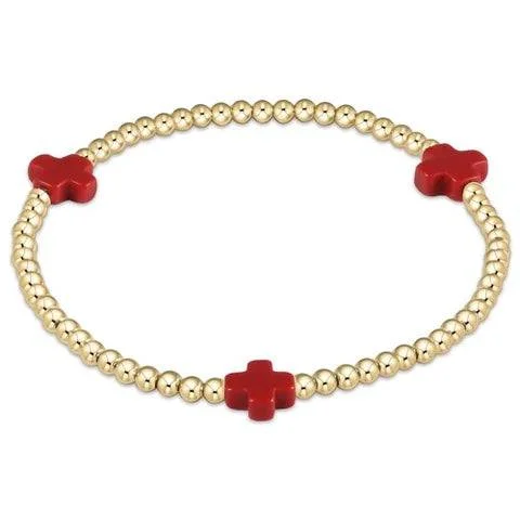 bridal bangles for women -bridal bangles for women -Enewton - egirl Signature Cross Gold Pattern 3mm Bead Bracelet - Red